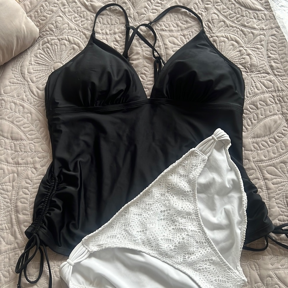 Swimsuit with separate bottom.